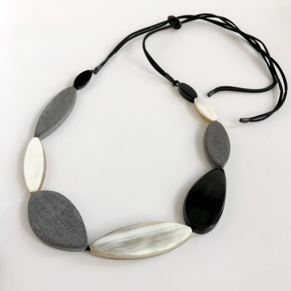 Up-Cycled Multi-Naturals Oval Horn Necklace