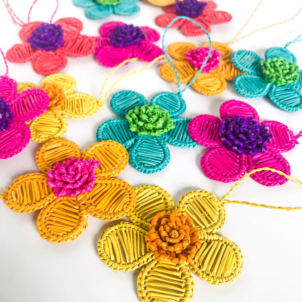Iraca Woven Flower Ornament